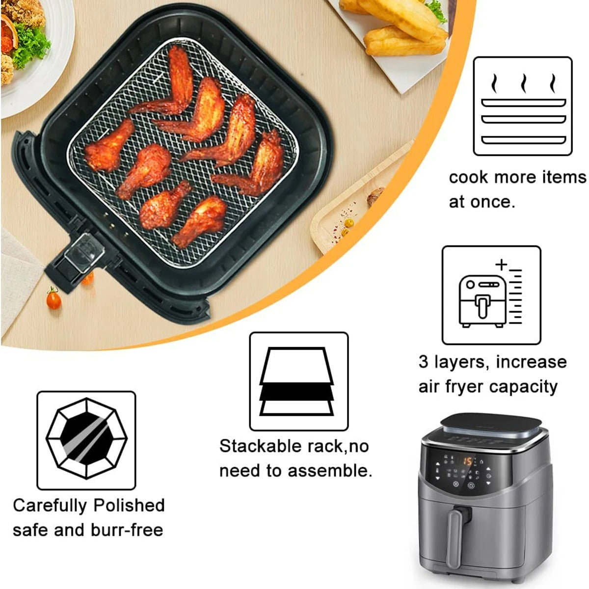 Stainless Steel 3 Layer Air Fryer Rack